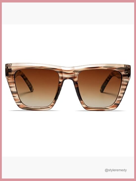Oversized Square Cat Eye Polarized Sunglasses with UV400 Protection